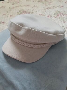 Cream Textured Captains Hat